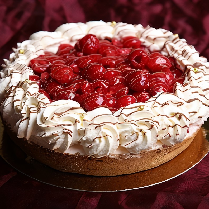 Миндальный пирог с малиной и взбитыми сливками