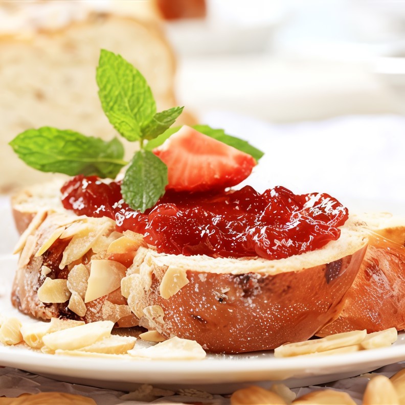 Миндальный пирожные с малиновым джемом