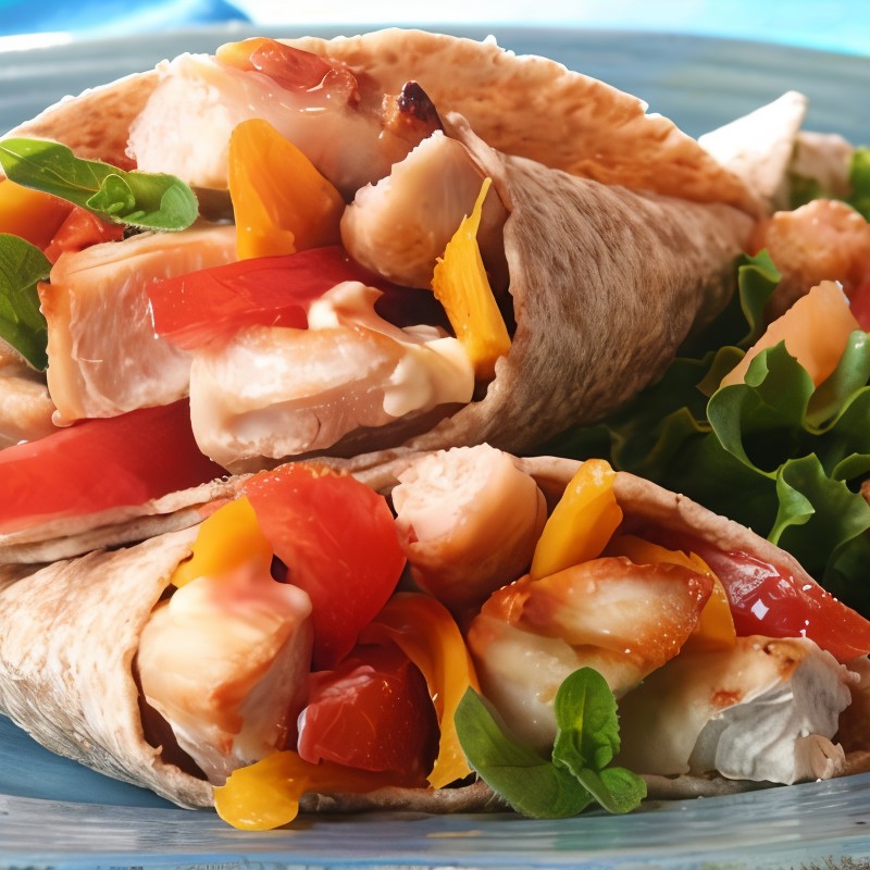 Мягкие тако с курицей, авокадо и овощами