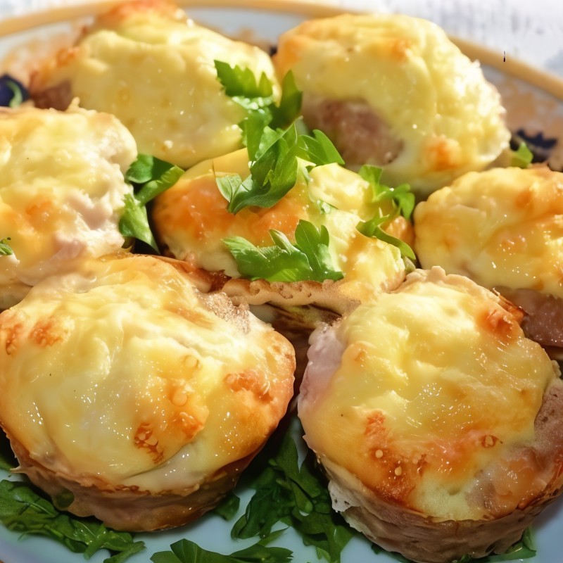 Мясные кексы с сырно-яичной начинкой