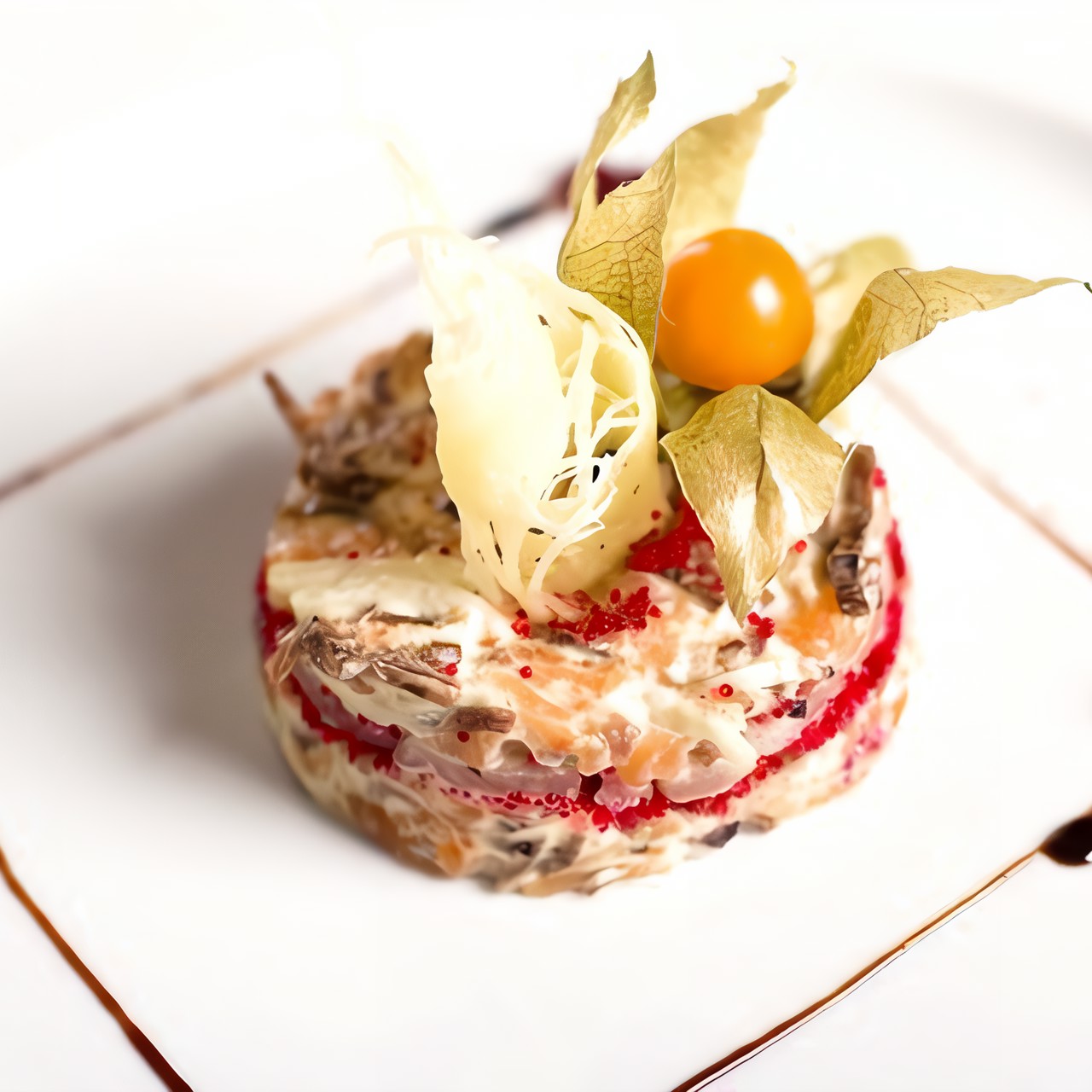 Мясной салат с сардинами