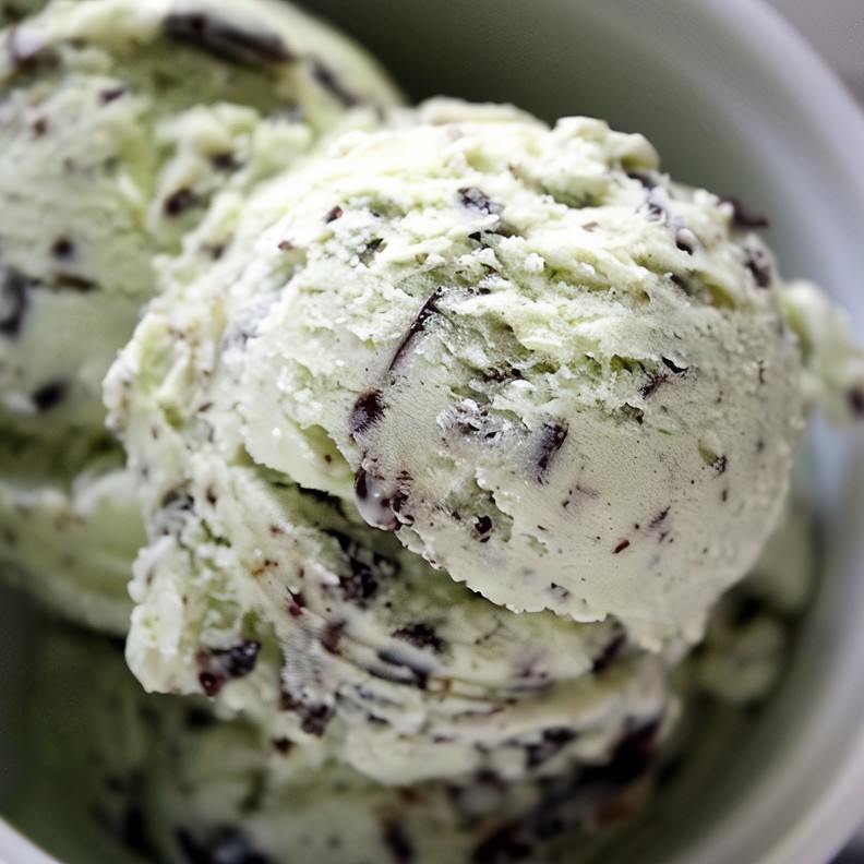 Мятное мороженое с шоколадной крошкой