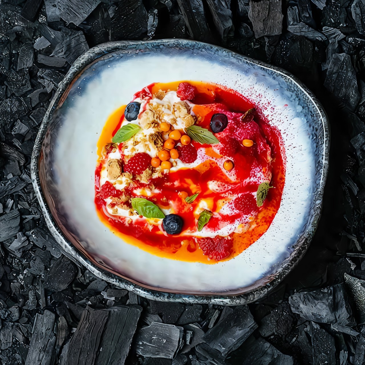 Морковный десерт с ягодами