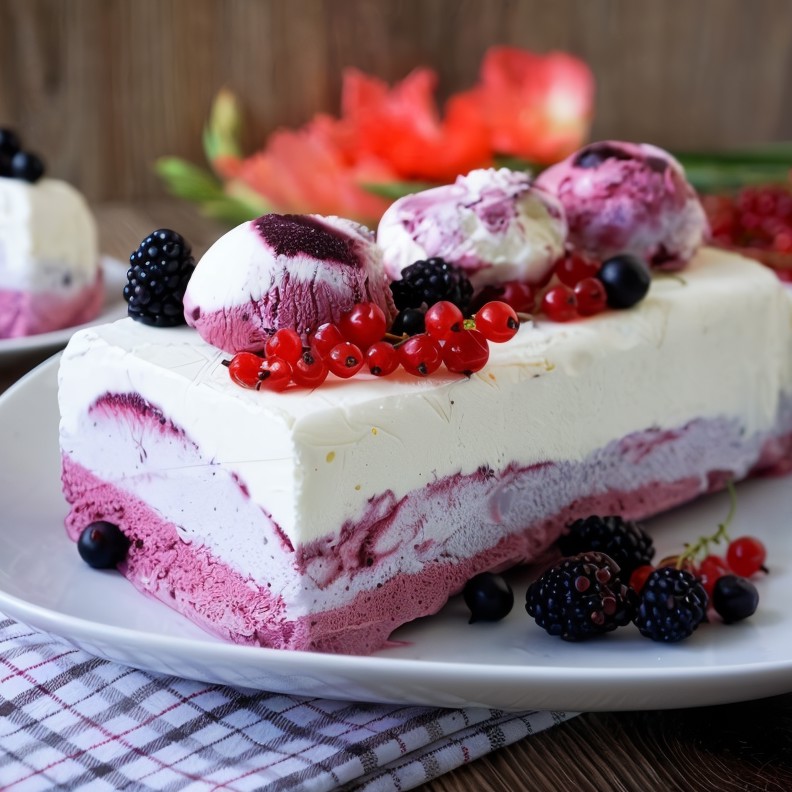 Мороженое из маскарпоне и черной смородины