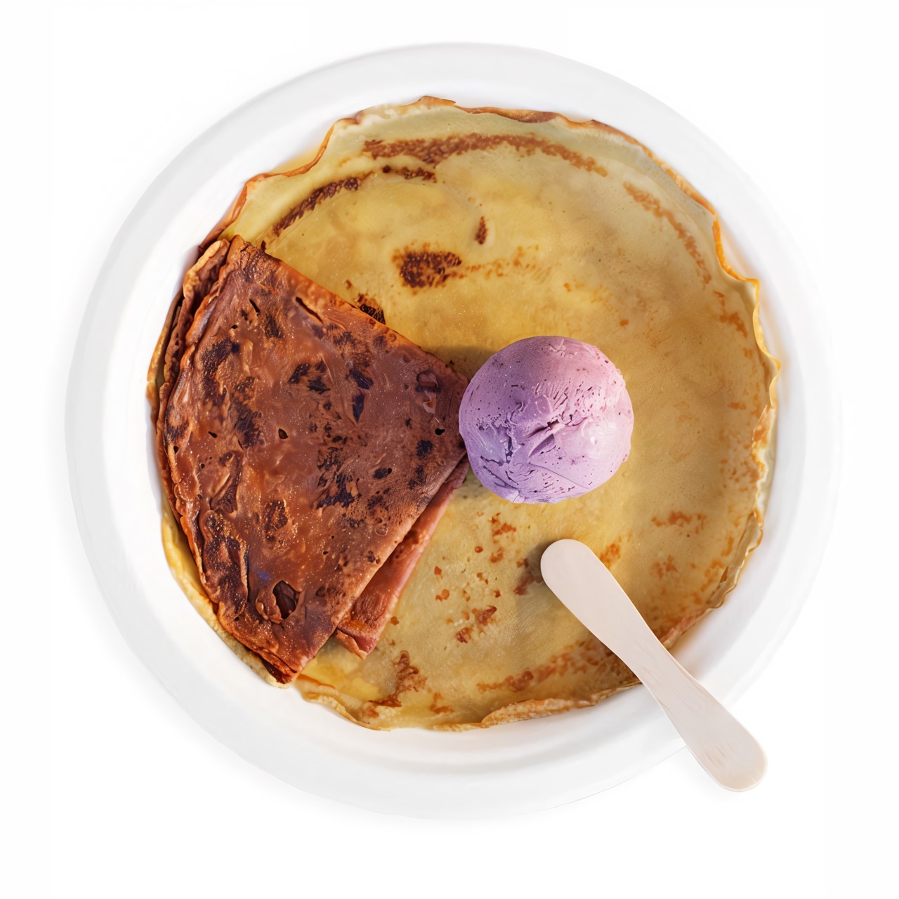 Мороженое на зеленом чае с голубым сыром и чайные блины