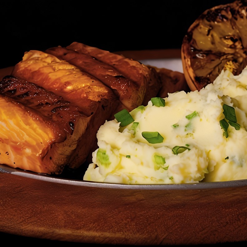 Морская форель со спаржей и лимонами, жаренными на гриле