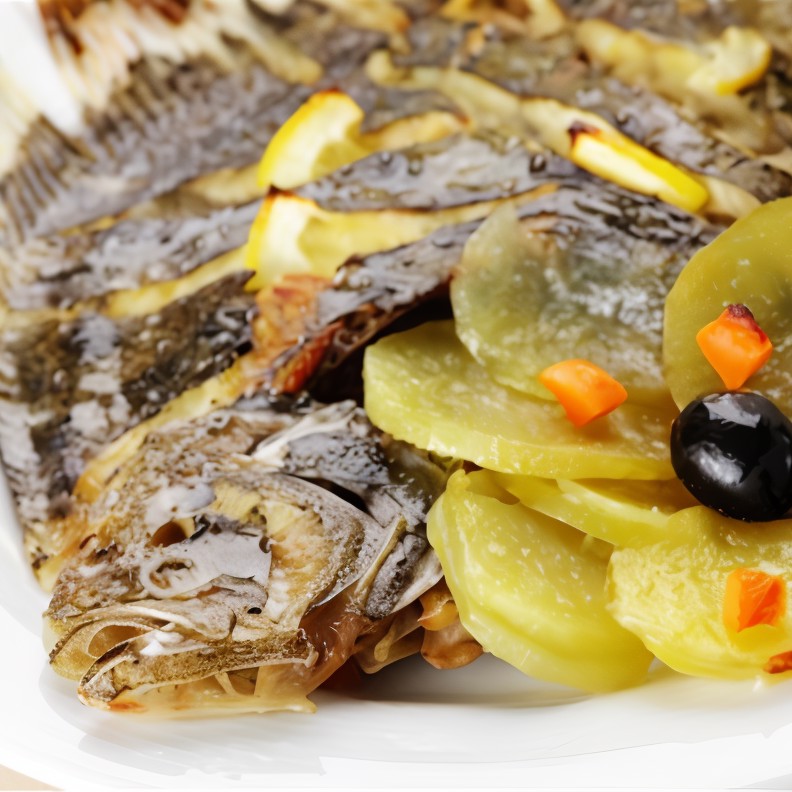 Морской язык, запеченный с белым вином