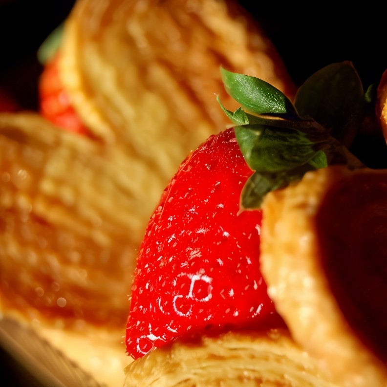 Мускатные сердца из слоеного теста с клубникой