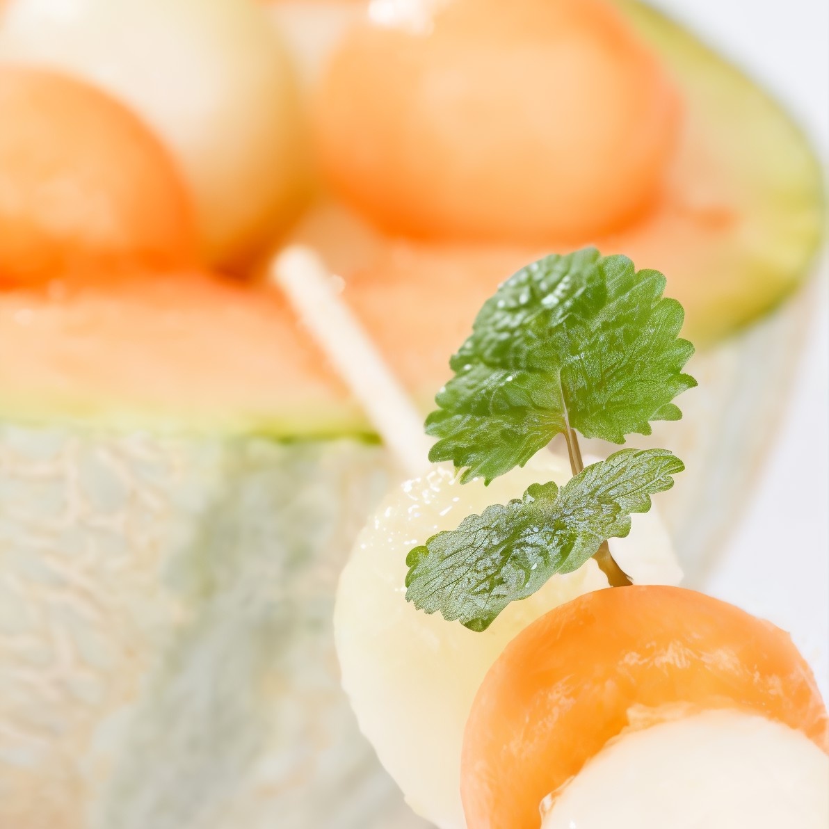 Мускусная дыня на гриле с медово-мятным соусом