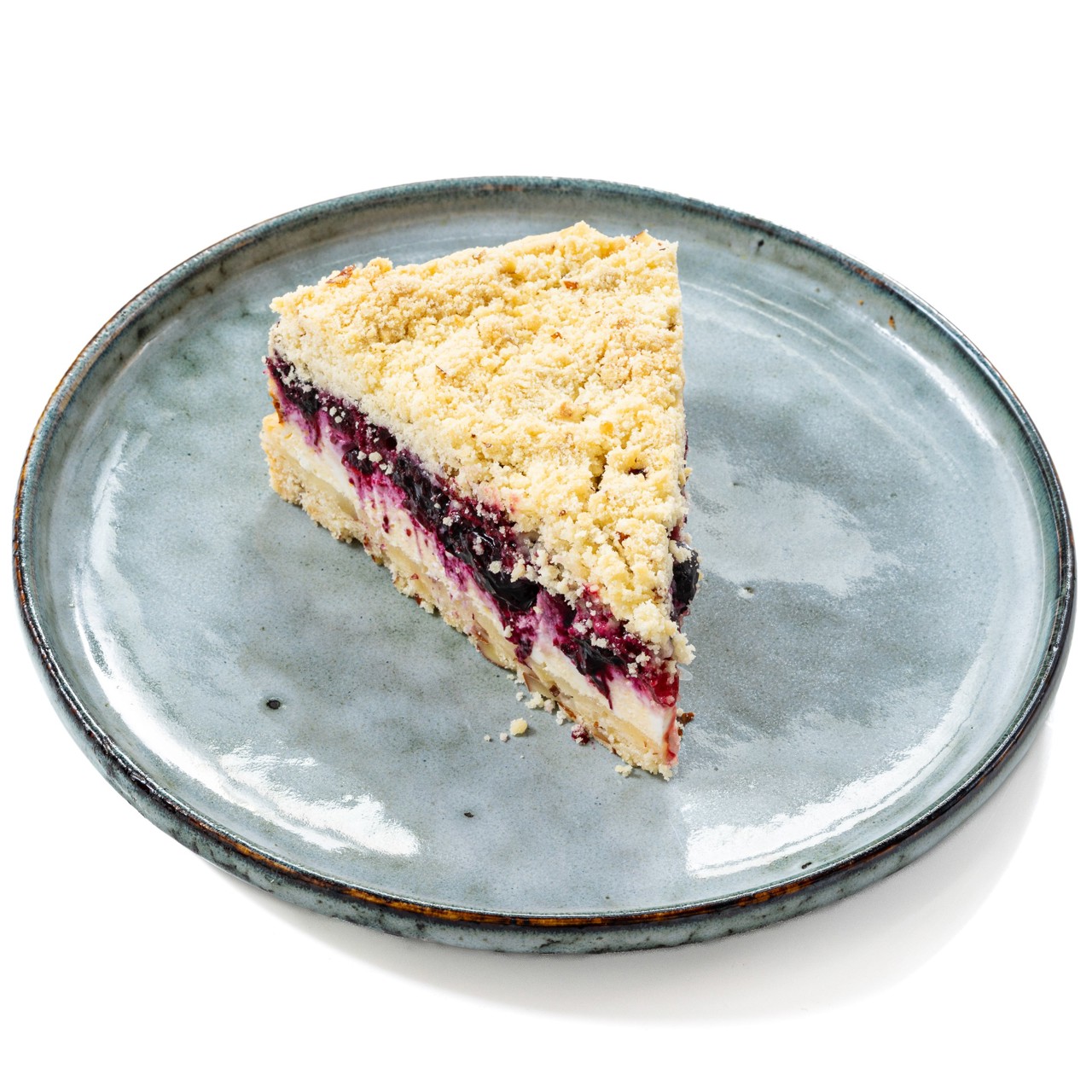 Насыпной пирог с творогом и ягодами