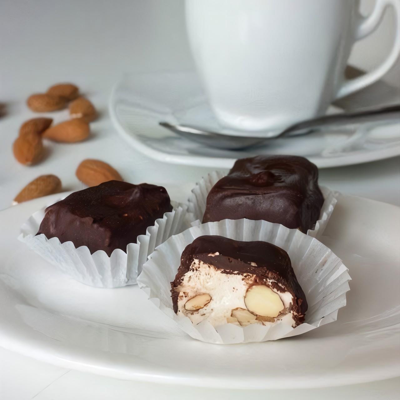 Нуга с миндалем в шоколаде