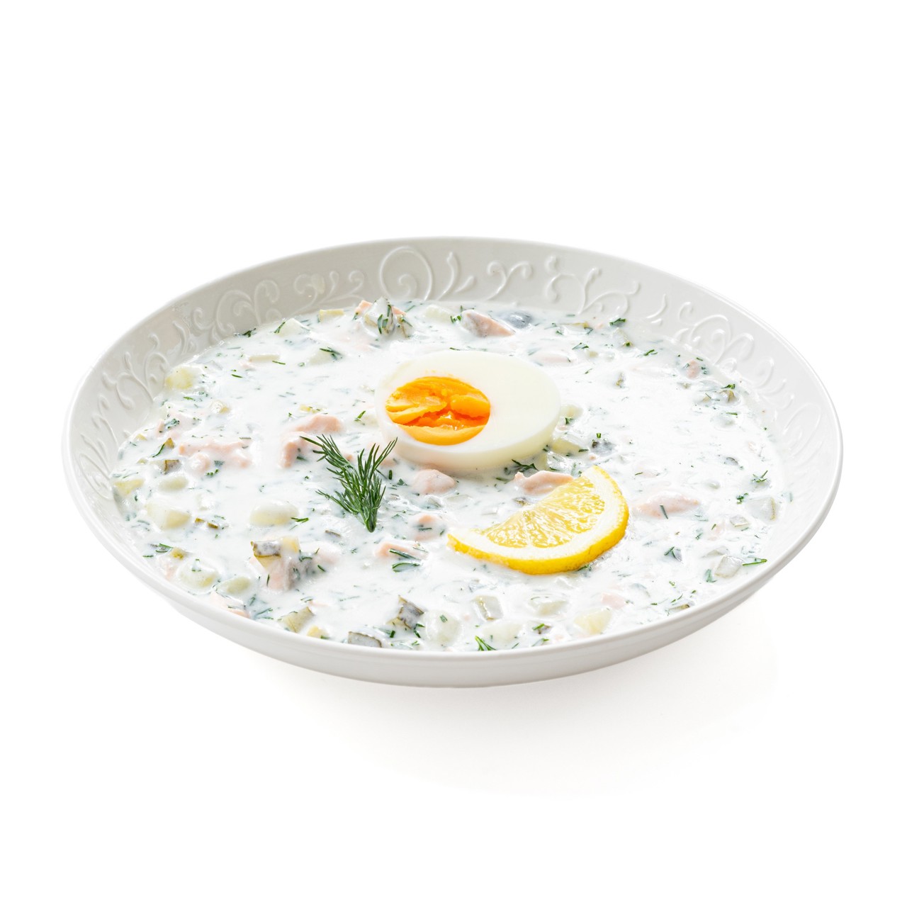 Окрошка на кефире с рыбой