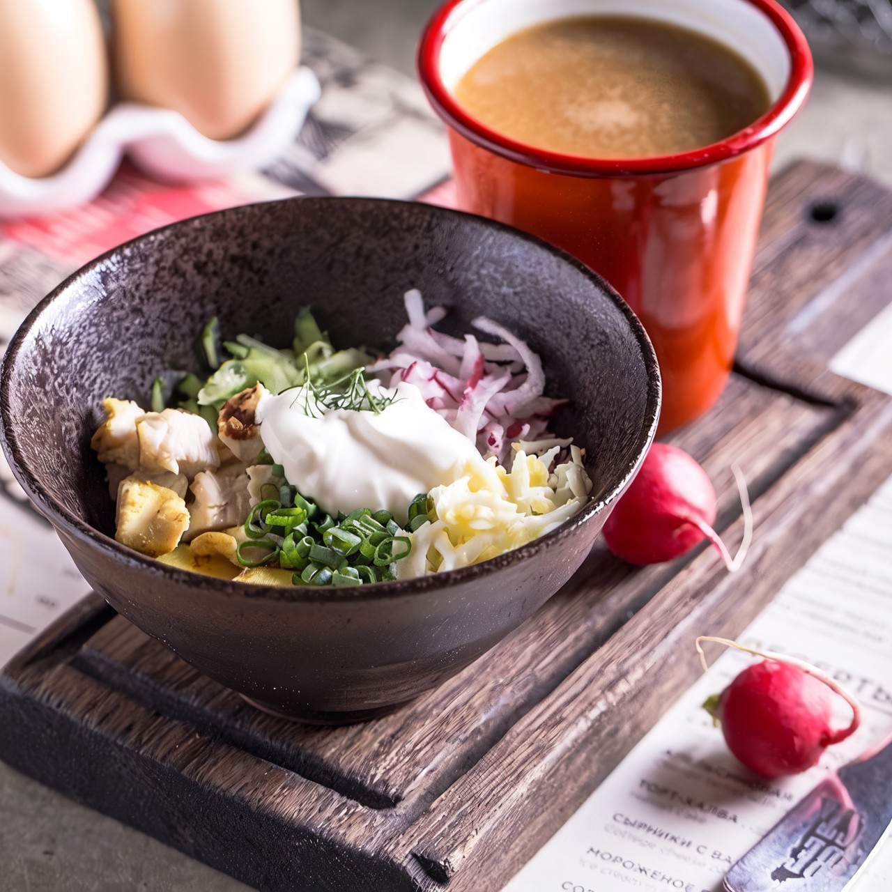 Окрошка с курицей