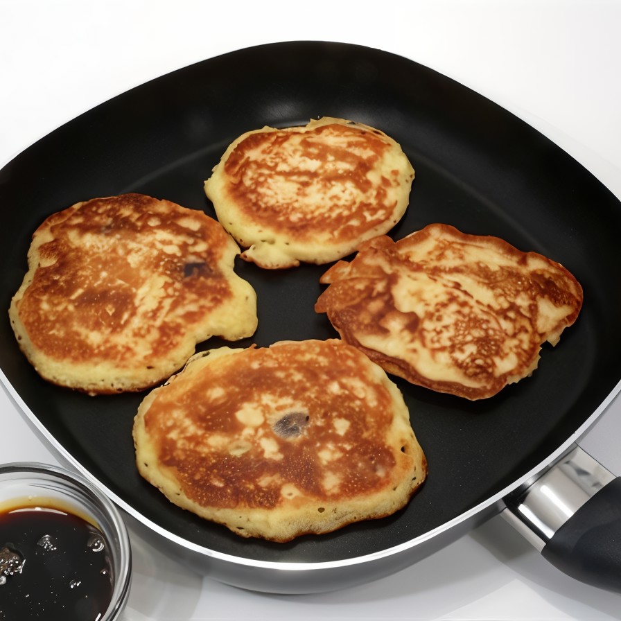 Оладьи манные на меду с вареньем