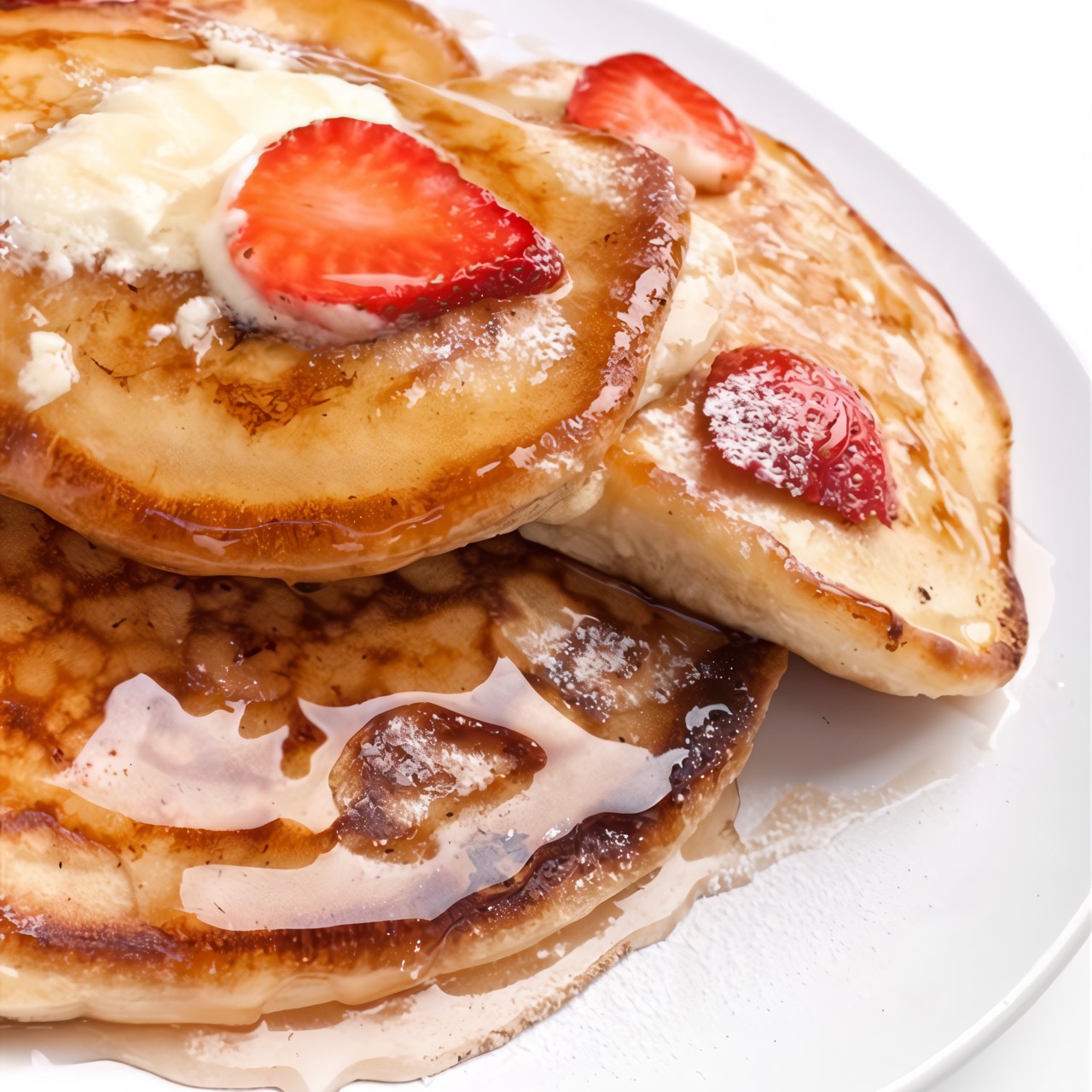 Оладьи по-американски с клубникой и бананами