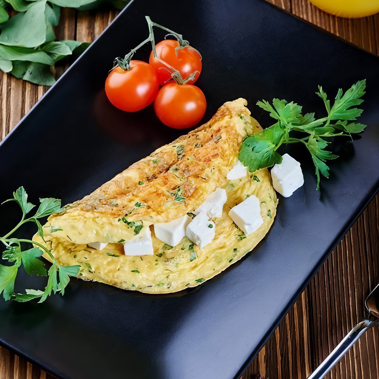 Омлет с брынзой и зеленью