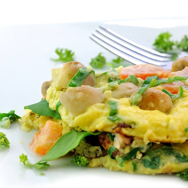 Омлет с начинкой из грибов, шпината и феты