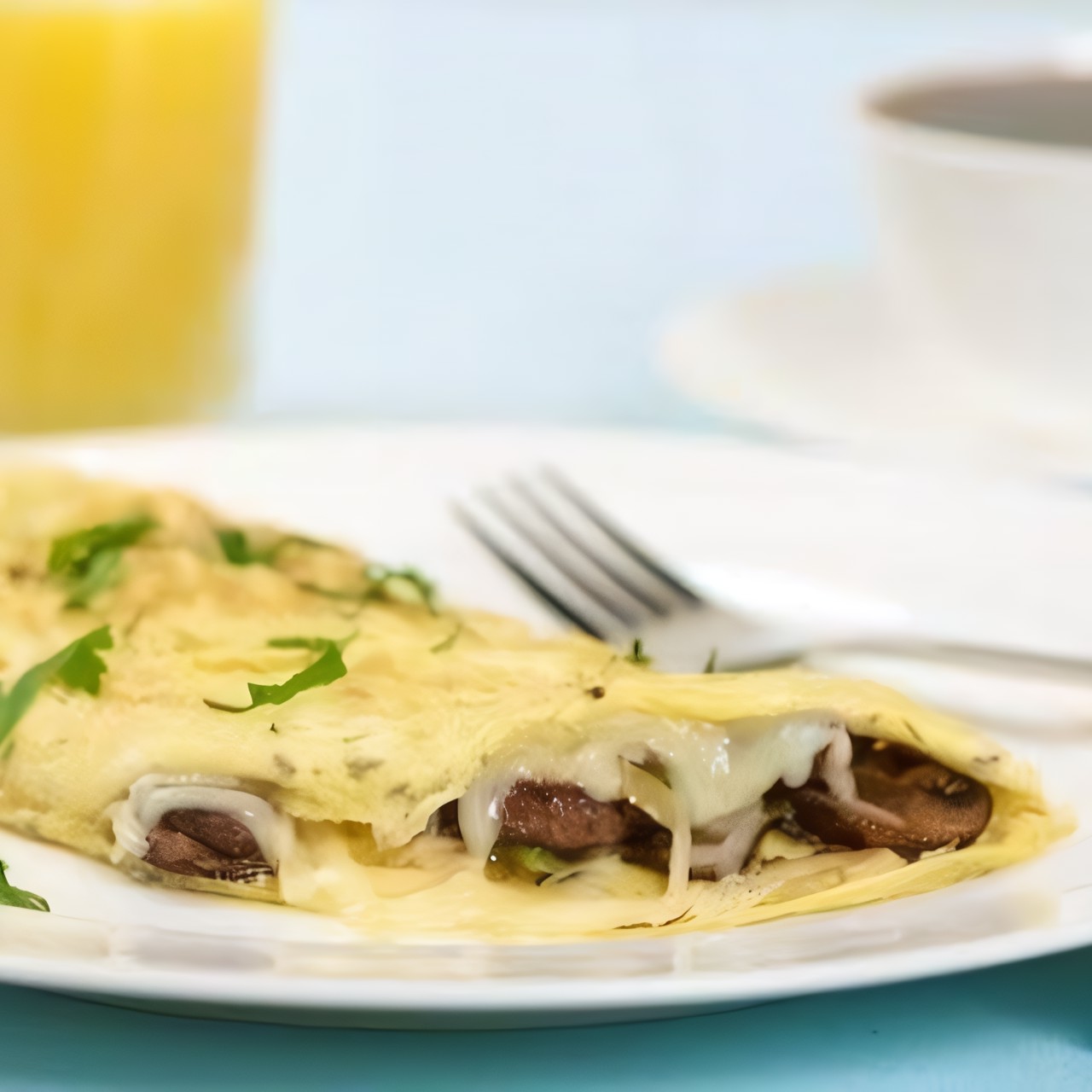 Омлет с шампиньонами и петрушкой