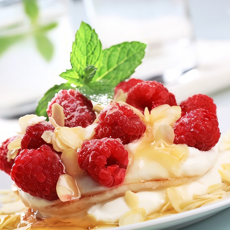 Ореховые блины с малиной