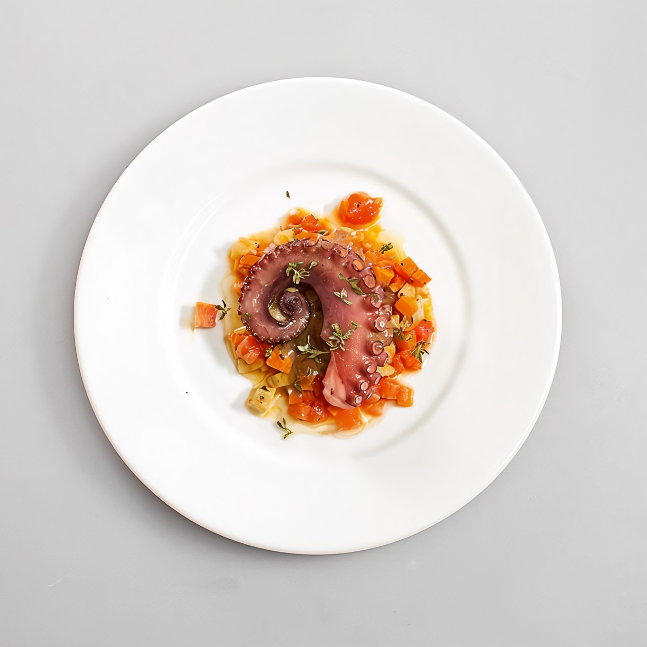 Осьминог с артишоком и томатно-мятным соусом