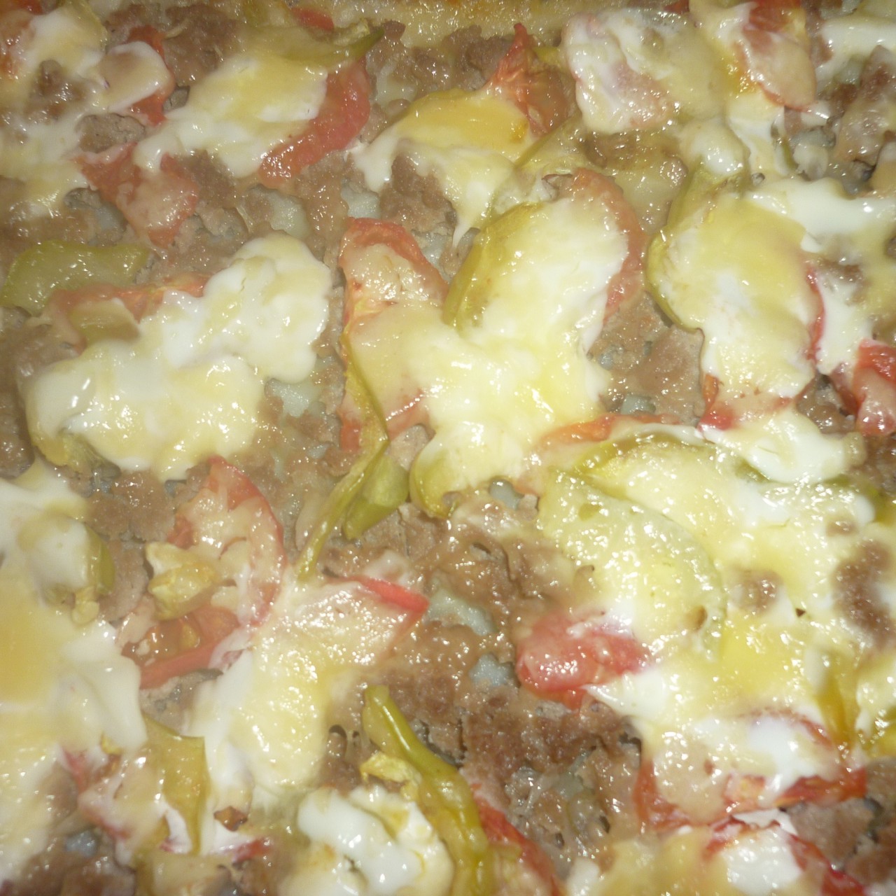 Овощная слоеная запеканка с мясом и сыром