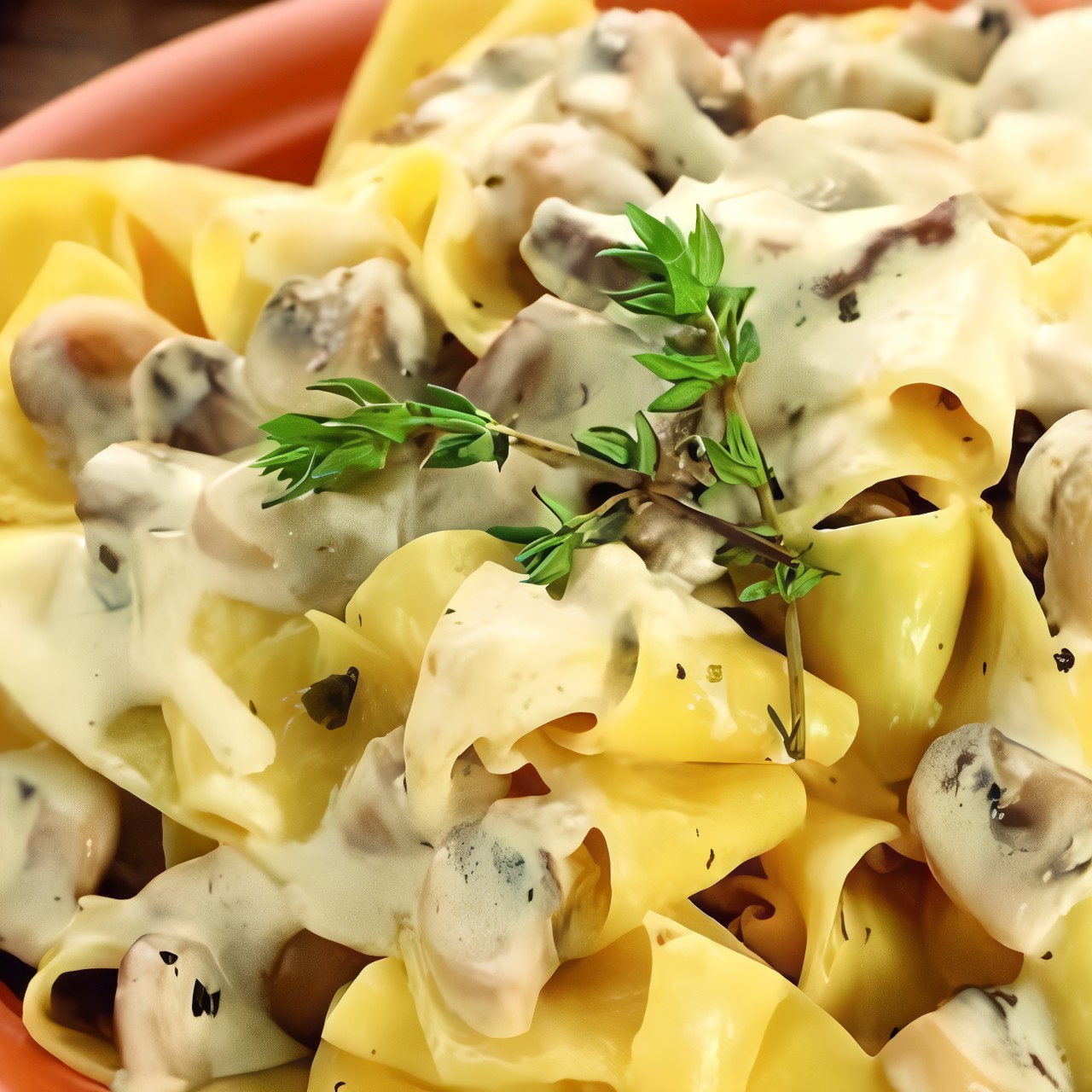 Паппарделле с белыми грибами и сыром