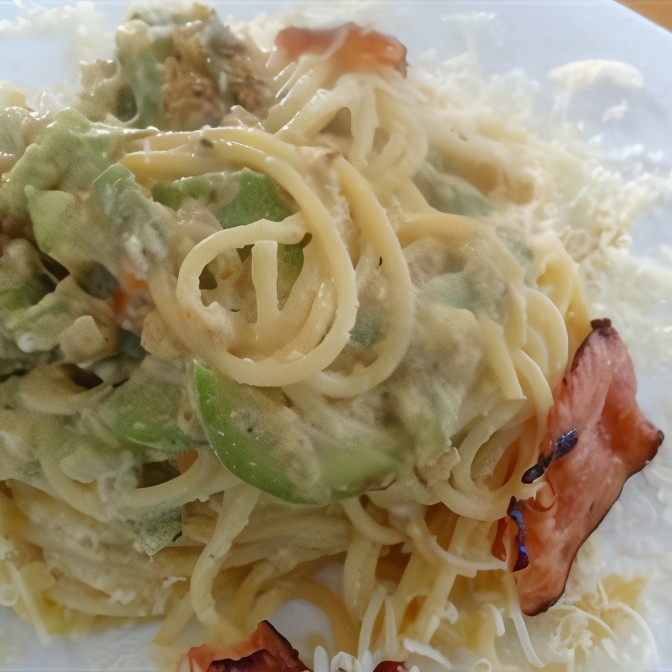 Паста карбонара с кабачками