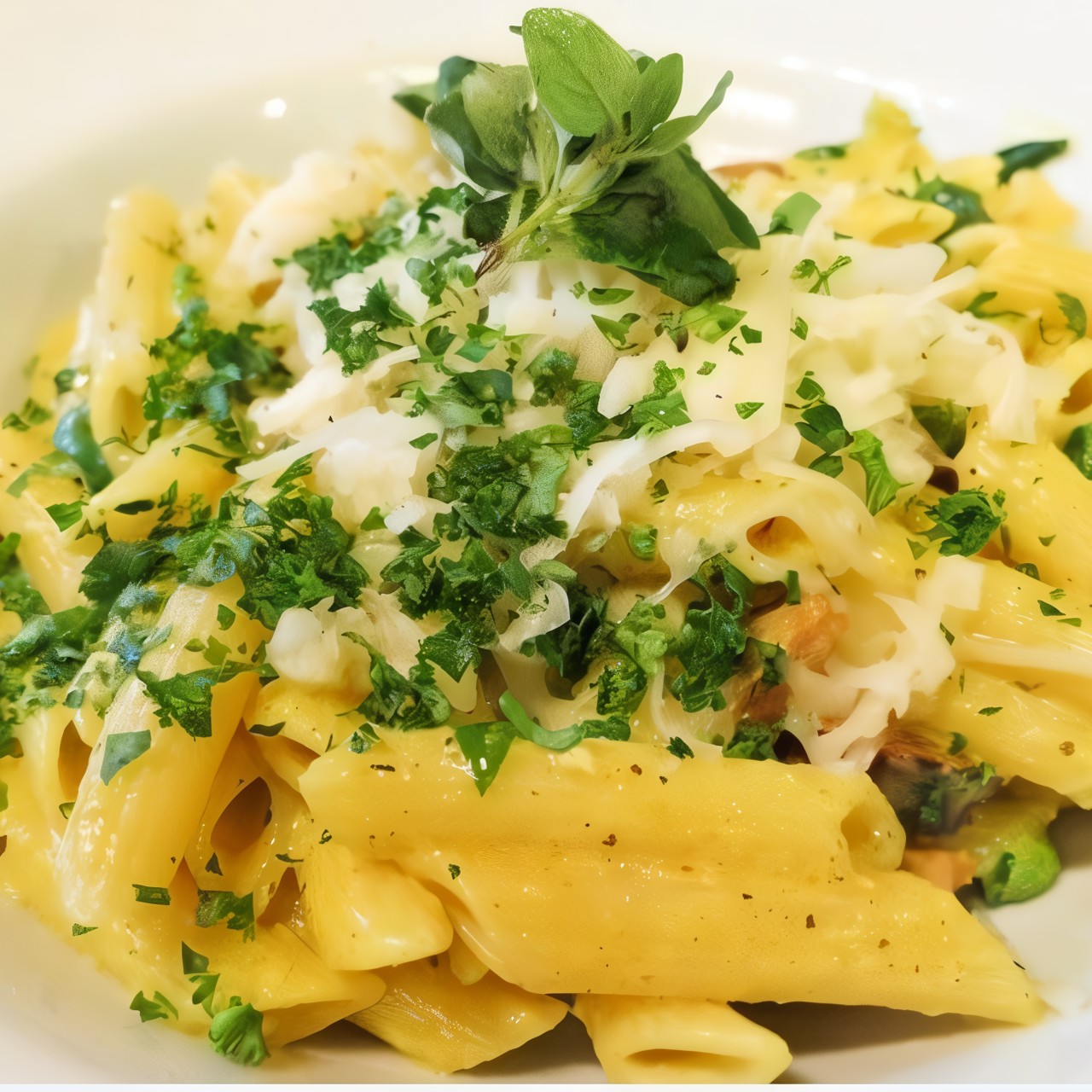 Паста пенне в сырном соусе с кукурузой