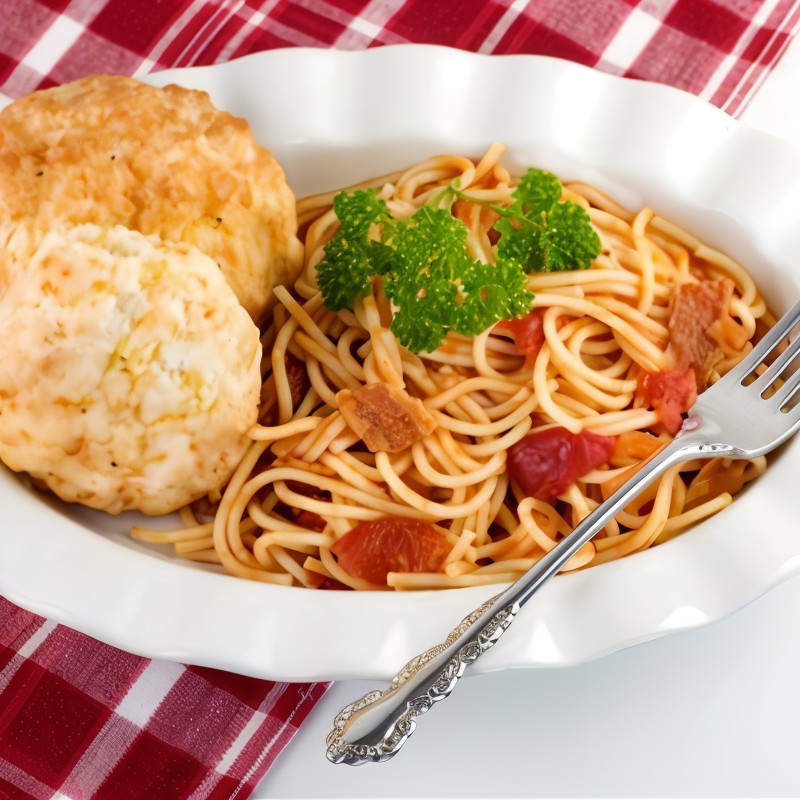 Паста с грудинкой, черри и розмарином