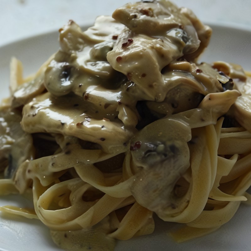 Паста с индейкой и шампиньонами