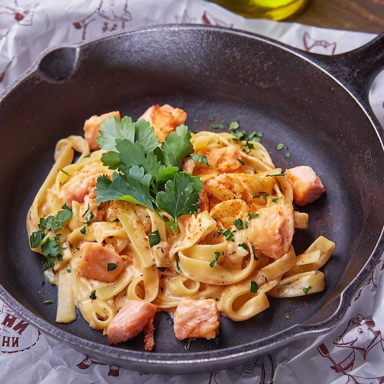 Паста с лососем в сливочном соусе