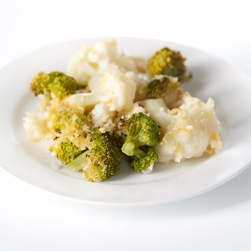 Печеная цветная капуста с брокколи, чесноком и лимоном