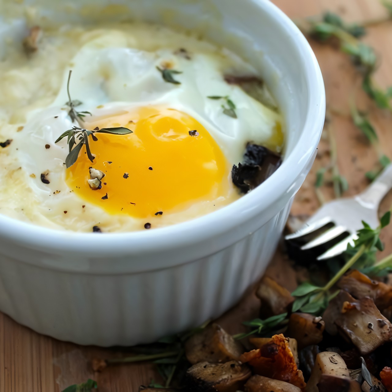 Печеная яичница с пармезаном и прованскими травами