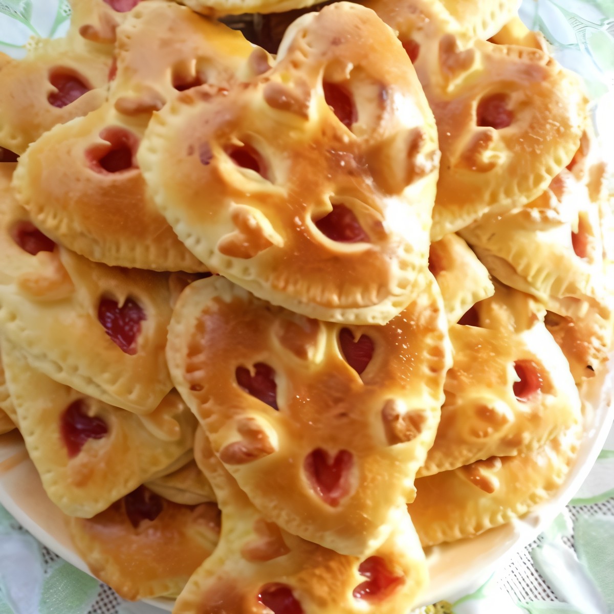 Печенье в виде сердец с вареньем