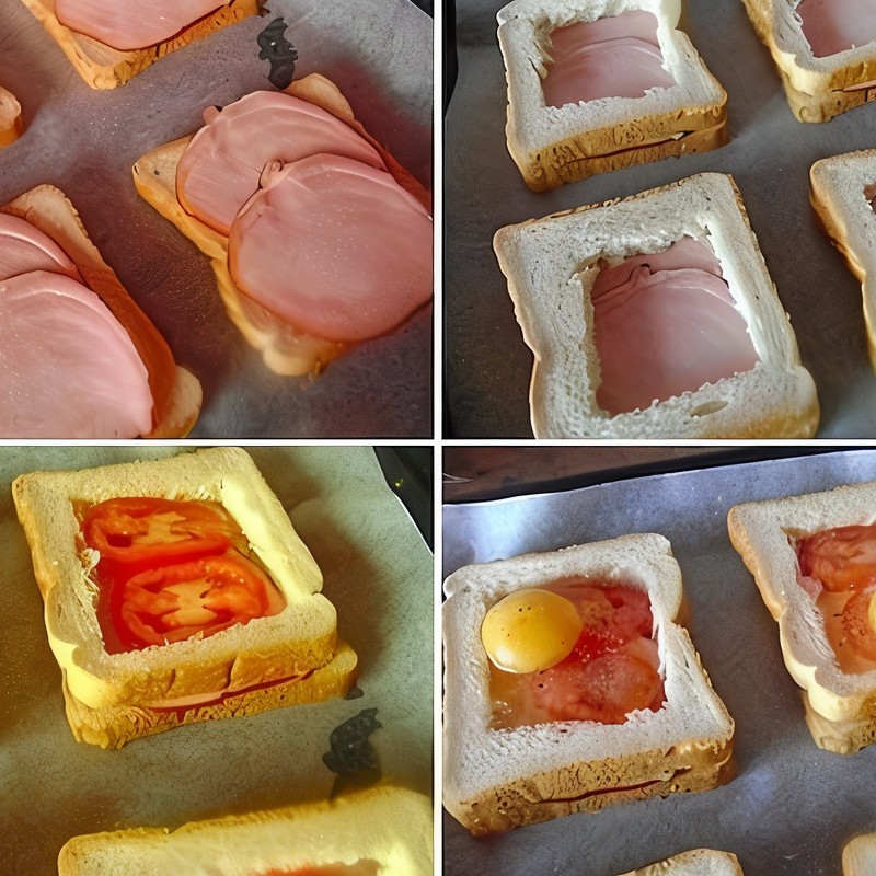 Печеные бутерброды с ветчиной, помидорами и яйцами