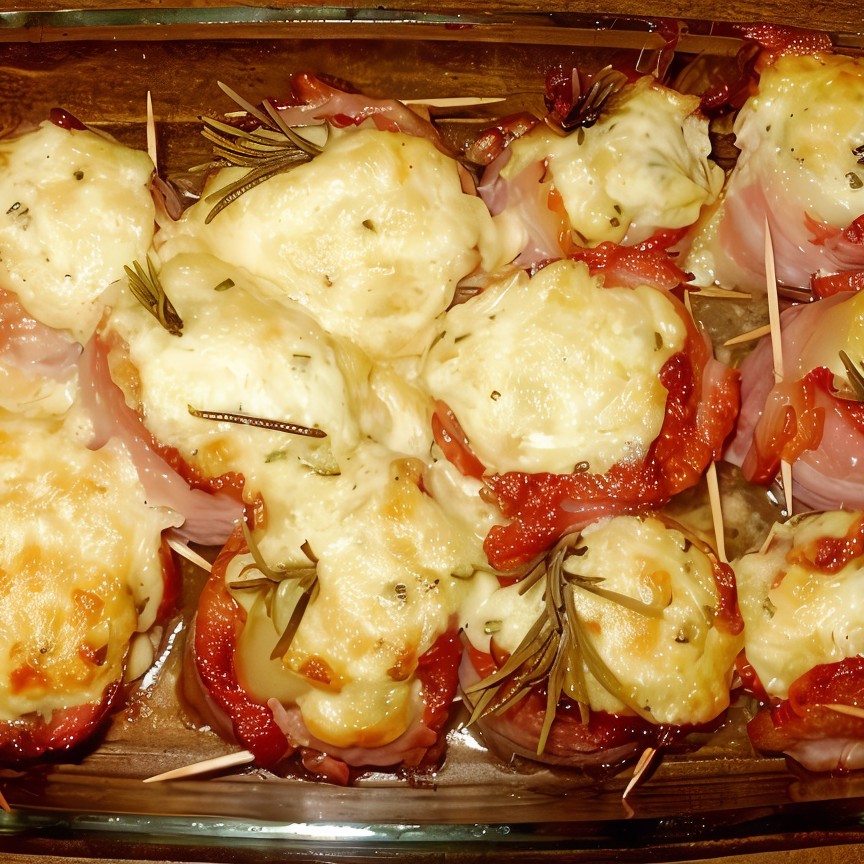 Печеный лук в беконе