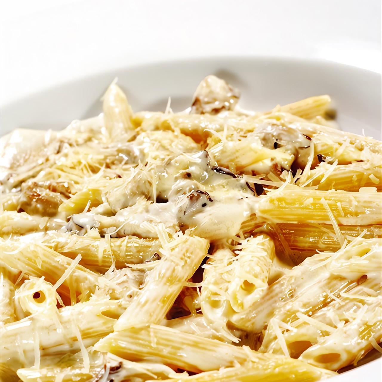 Пенне с белыми грибами, майораном и пекорино