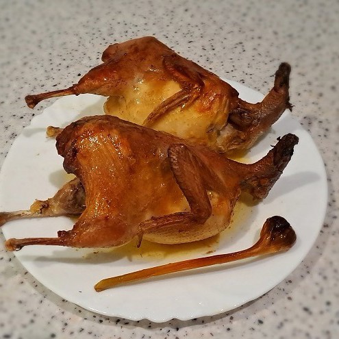 Перепела в духовке с апельсином