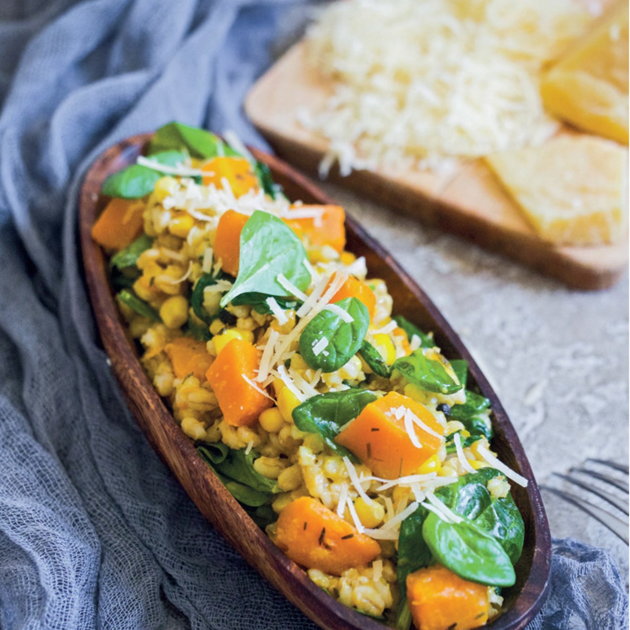 Перлотто с тыквой и кукурузой