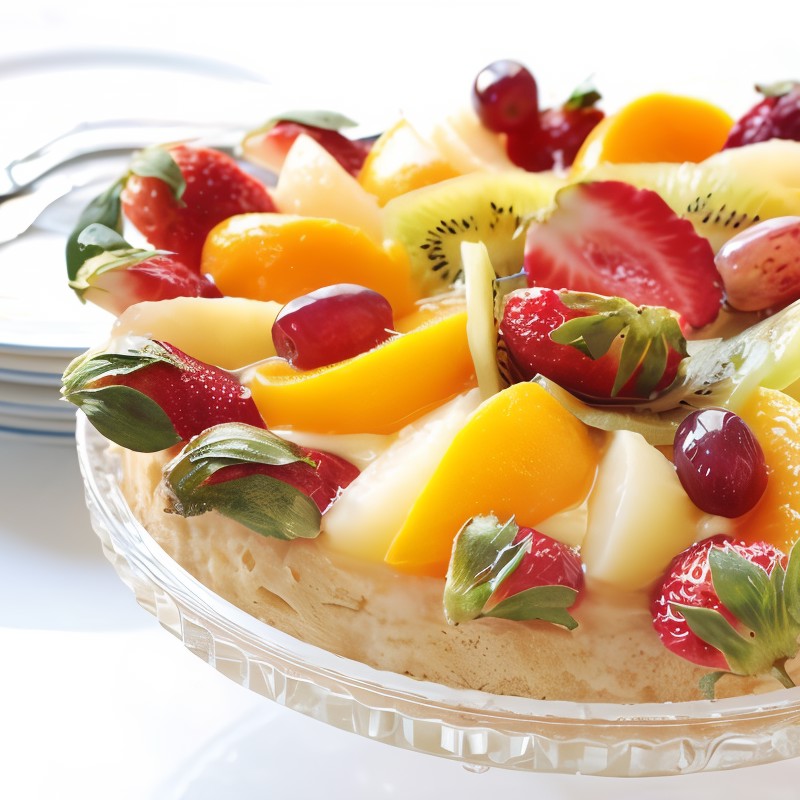 Песочный торт с манго и клубникой