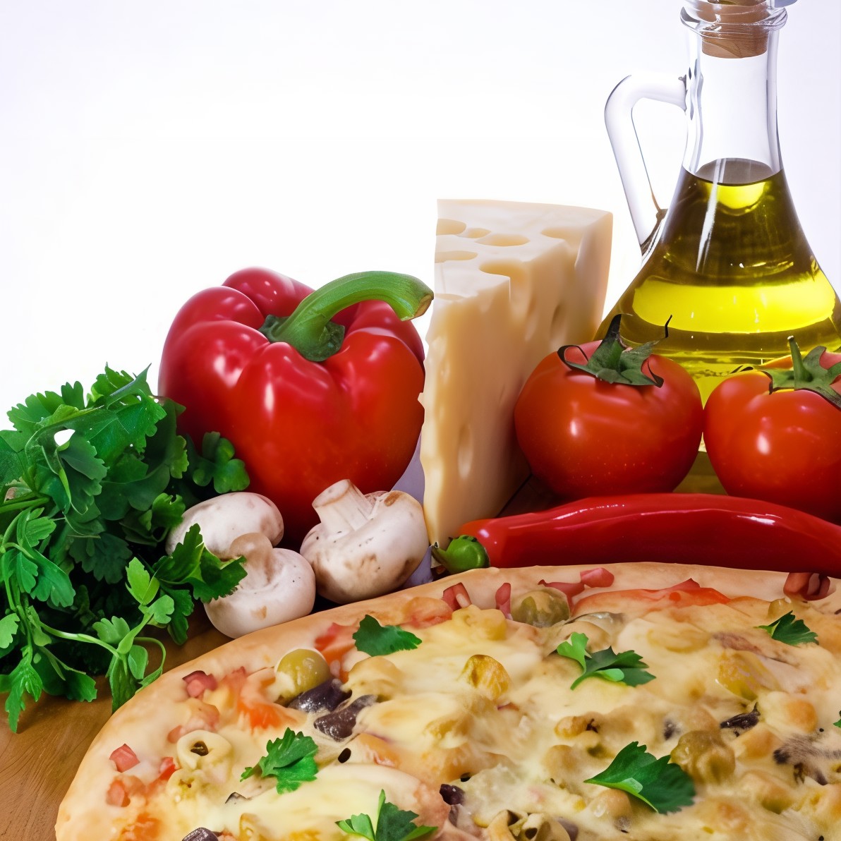 Пицца с черемшой и маринованными грибами