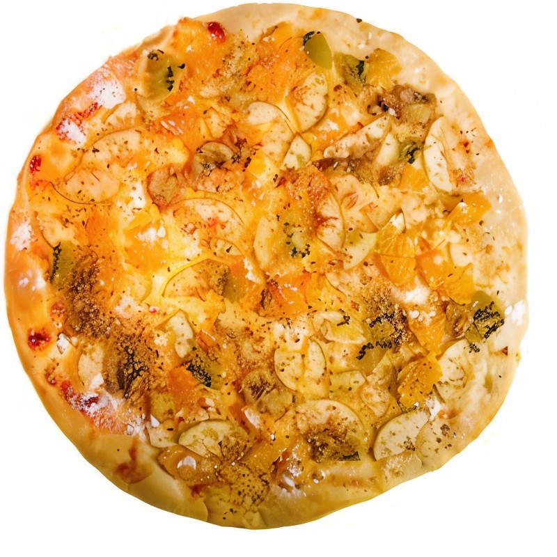 Пицца с копченой рыбой и кислыми яблоками