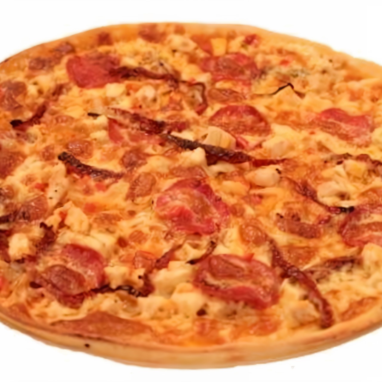 Пицца с томатами, говядиной и маринованным перцем