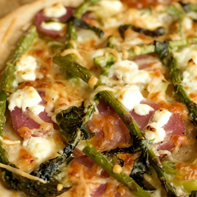 Пицца со спаржей и баклажаном