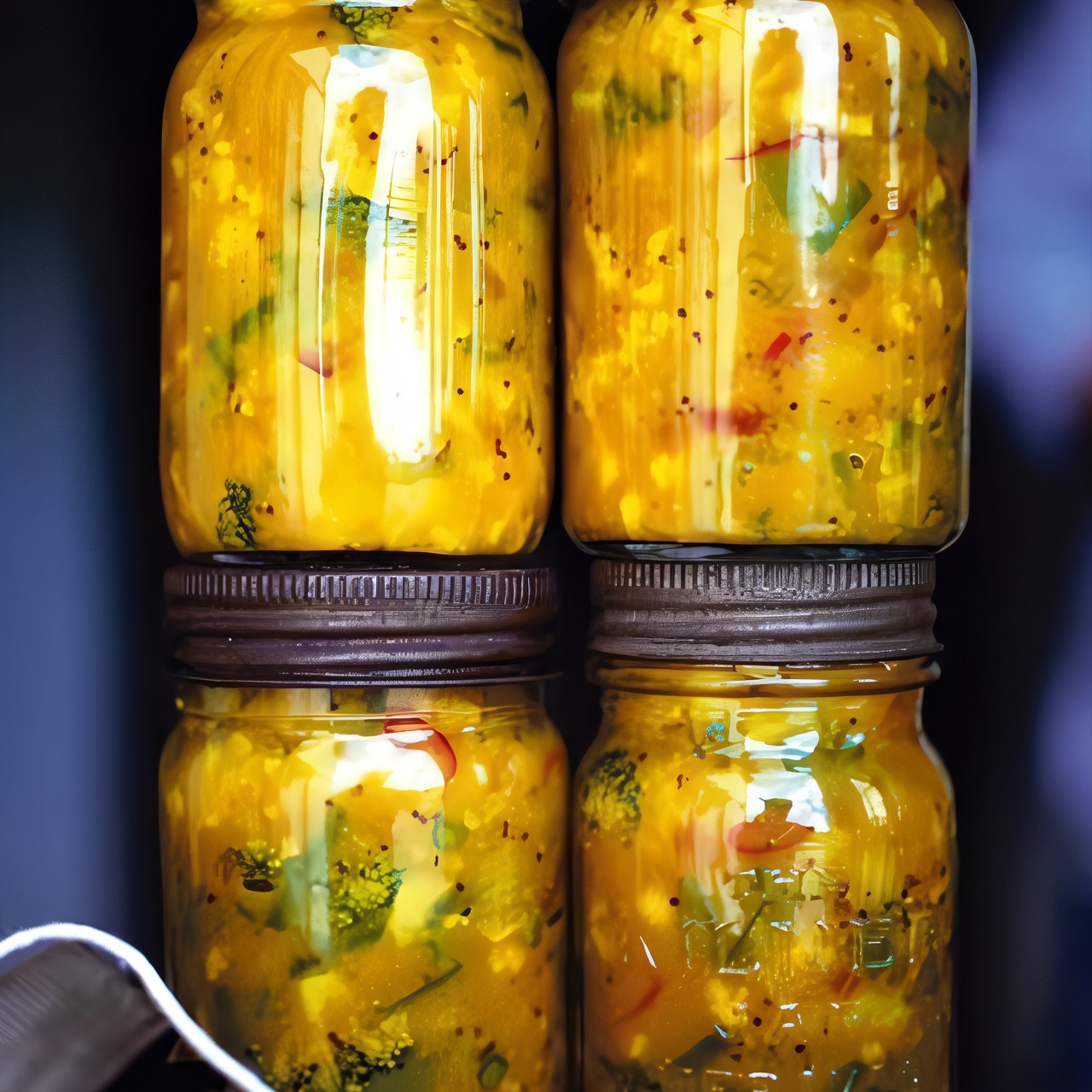 Пикули из зеленого перца чили в горчичном соусе