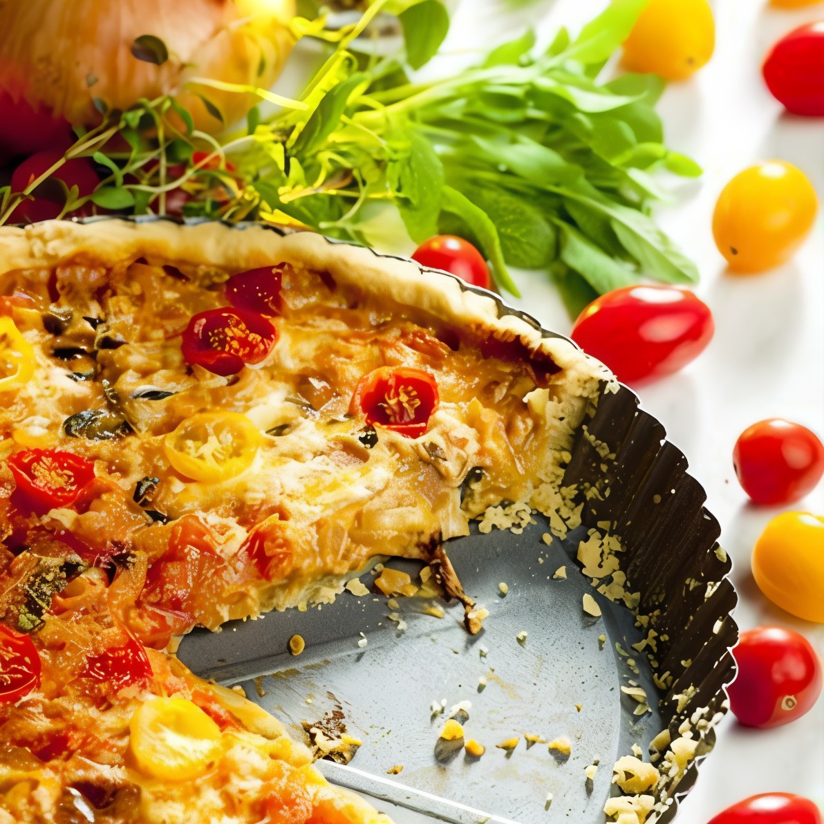 Пирог из кабачков, томатов и паприки