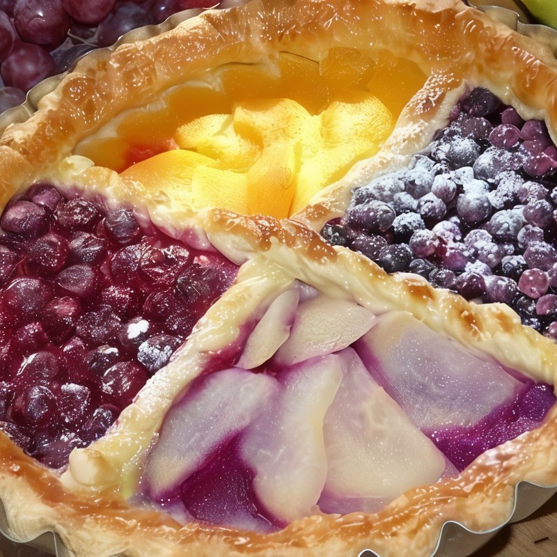 Пирог из слоеного теста с ягодами и фруктами