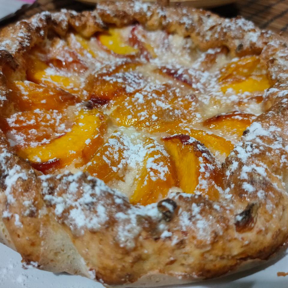 Пирог с персиками на творожном тесте