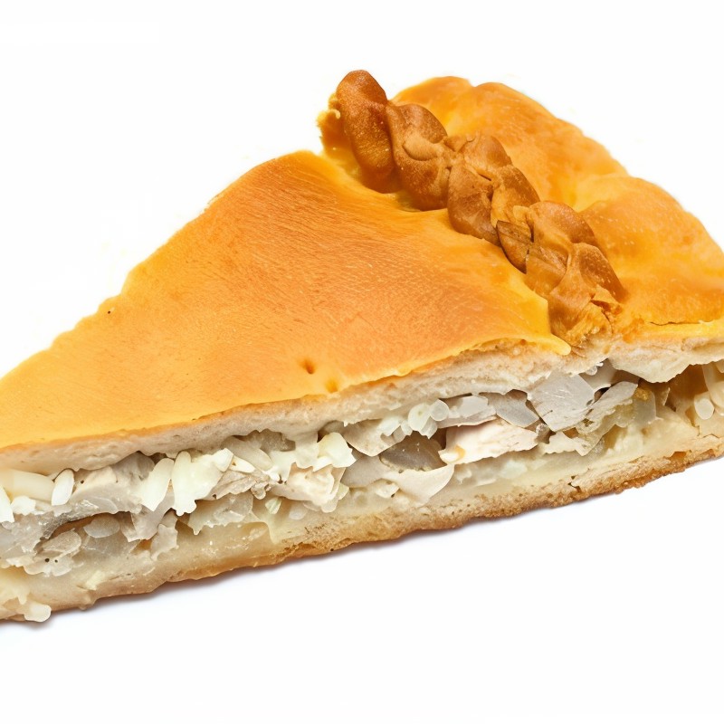 Пирог с рисом и мясом цыпленка в микроволновой печи