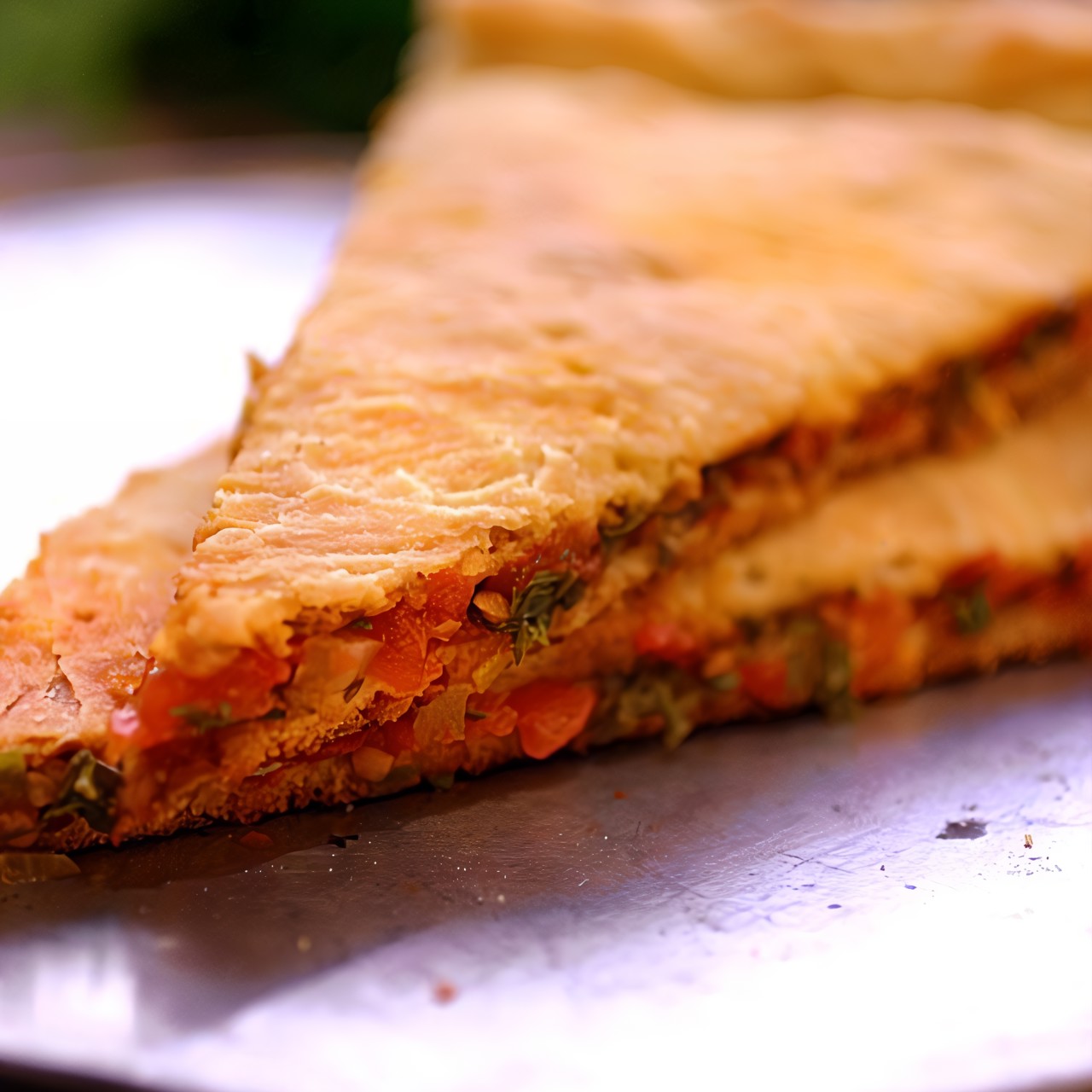 Пирог с томатами, луком и кинзой